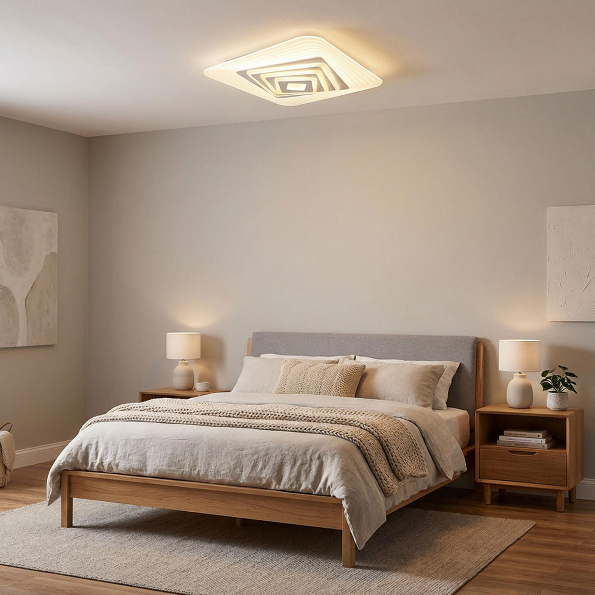 DECKENLEUCHTE LED, Metall-Acryl, Weiß, CCT, App-Steuerung - Weiß, Metall (50/50/6.5cm) - Globo Lighting
