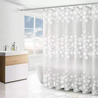 DUSCHVORHANG transparent floral PEVA wasserdicht 180 x 180 cm mit Haken Badezimmer - Transparent, Kunststoff (180/180cm) - MCBOSON