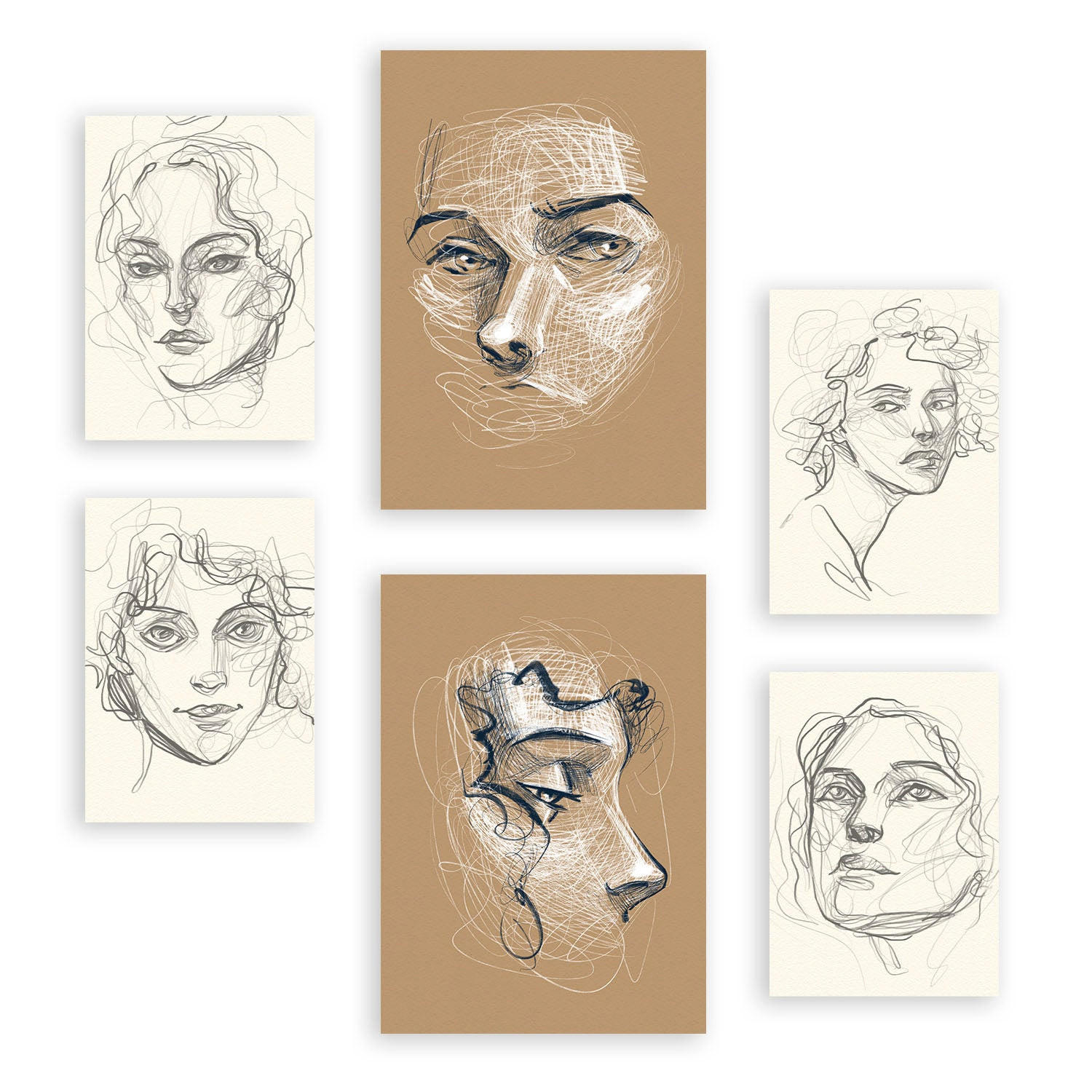 POSTER Set Mit 6 Verführerischer Junge In Weibliche Zusammenfassung A3 & A4 Rahmenlos - Klar, Papier (29/3cm) - Nacnic