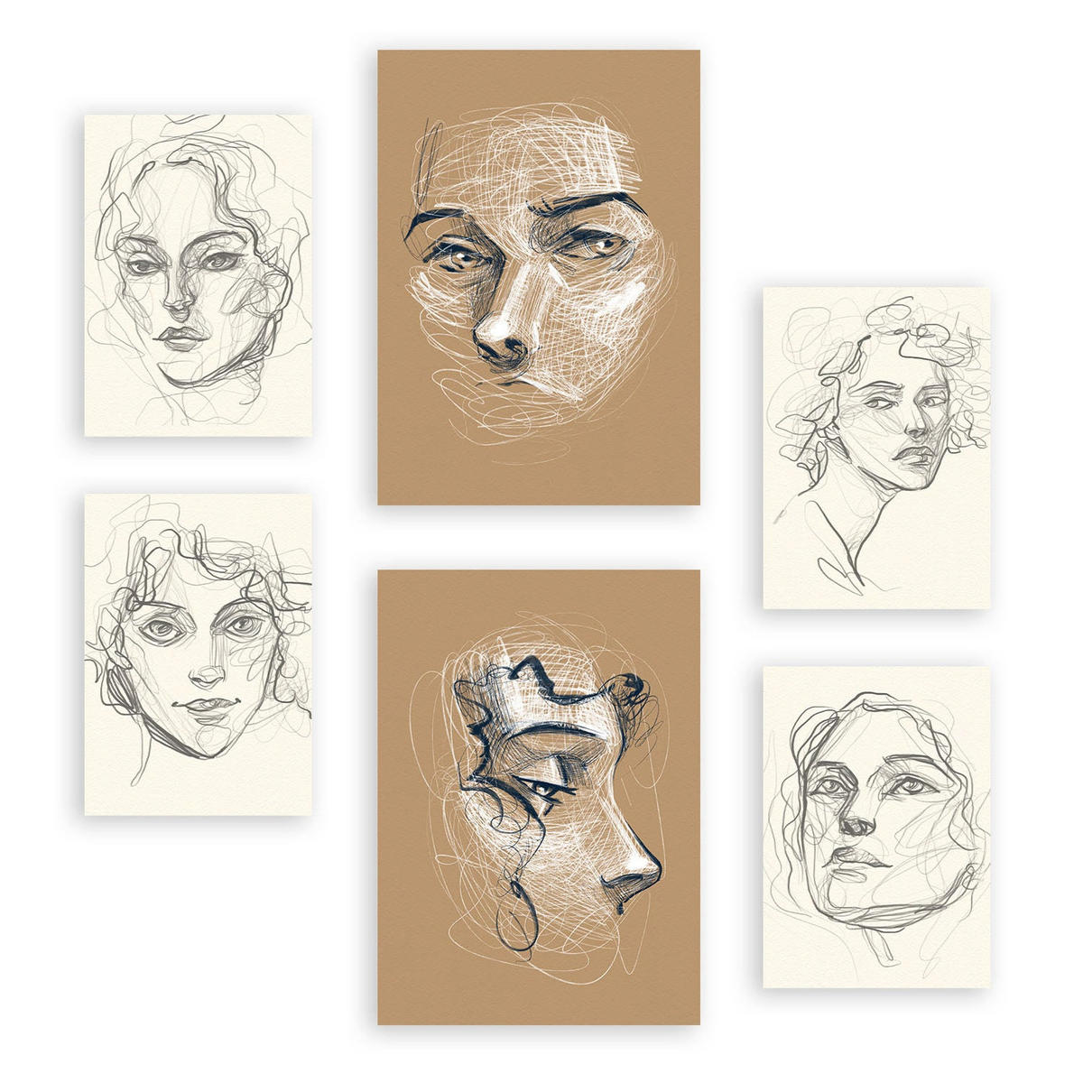 POSTER Set Mit 6 Verführerischer Junge In Weibliche Zusammenfassung A3 & A4 Rahmenlos - Klar, Papier (29/3cm) - Nacnic