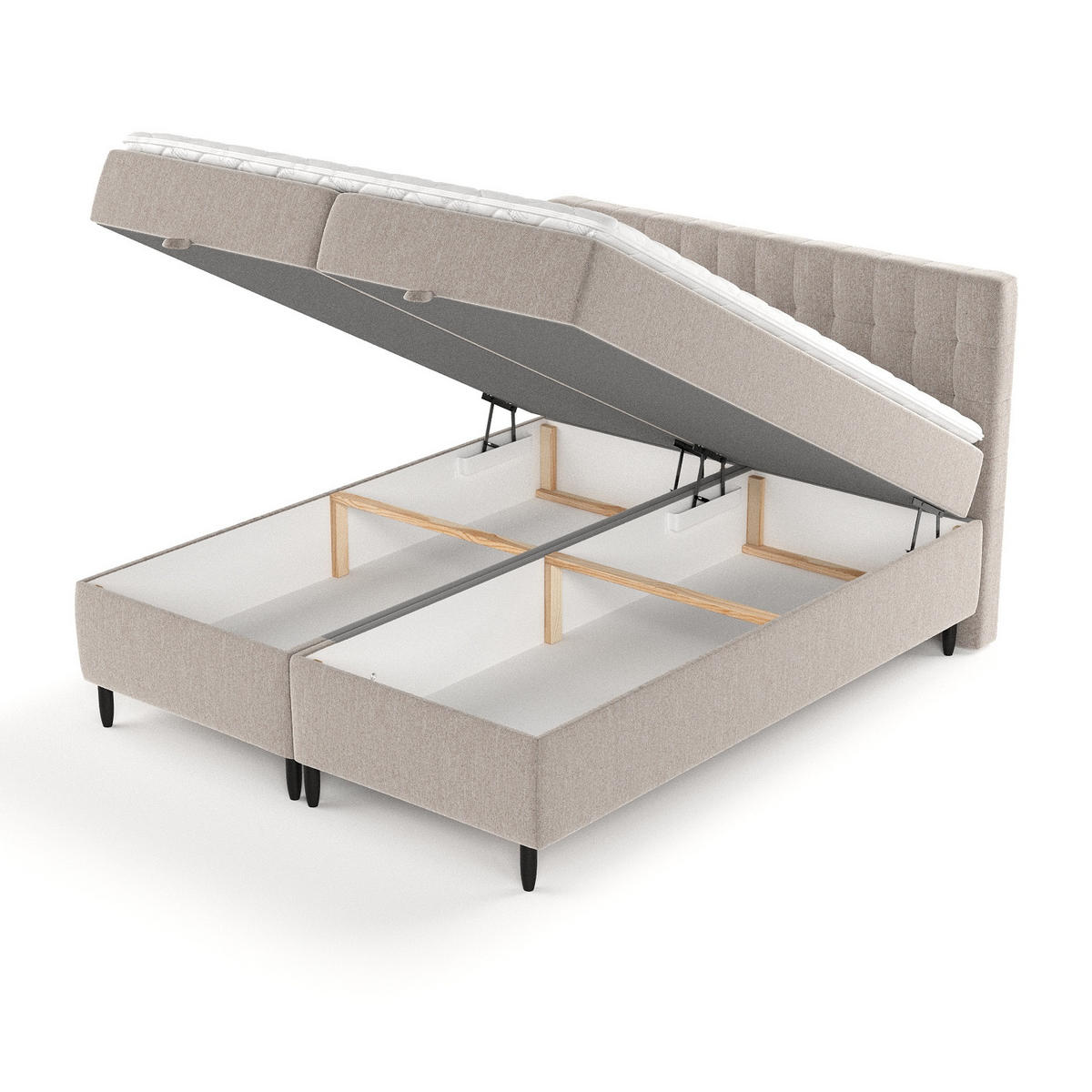 BOXBETT Milo Hellbraun 140/200 cm - Hellbraun/Schwarz, Holz/Holzwerkstoff (140/200cm) - Maison de Reve