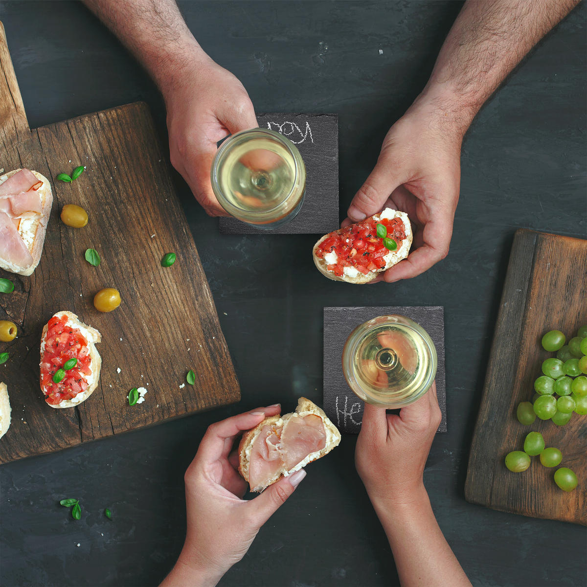 8XBRIDLICOVÉ podložky - viacfarebná, drevo/kameň (12/12cm) - Relaxdays