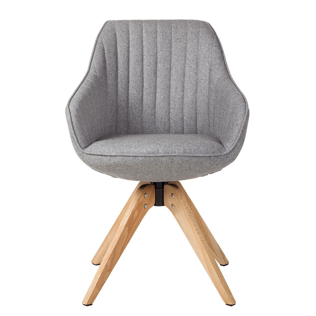 DREHBARER ARMLEHNENSTUHL - Massivholz - Textil - Grau, Holz/Textil (60/83/65cm) - home24