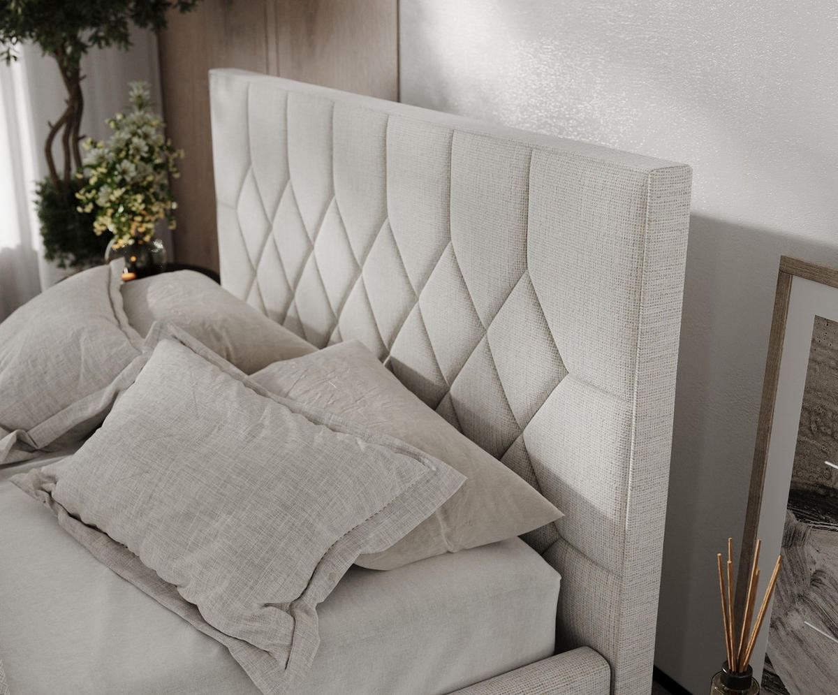 POLSTERBETT Brisa 160/200 cm Beige im Inari Stoff - Beige/Schwarz, Holz/Holzwerkstoff (160/200cm) - AltaBeds