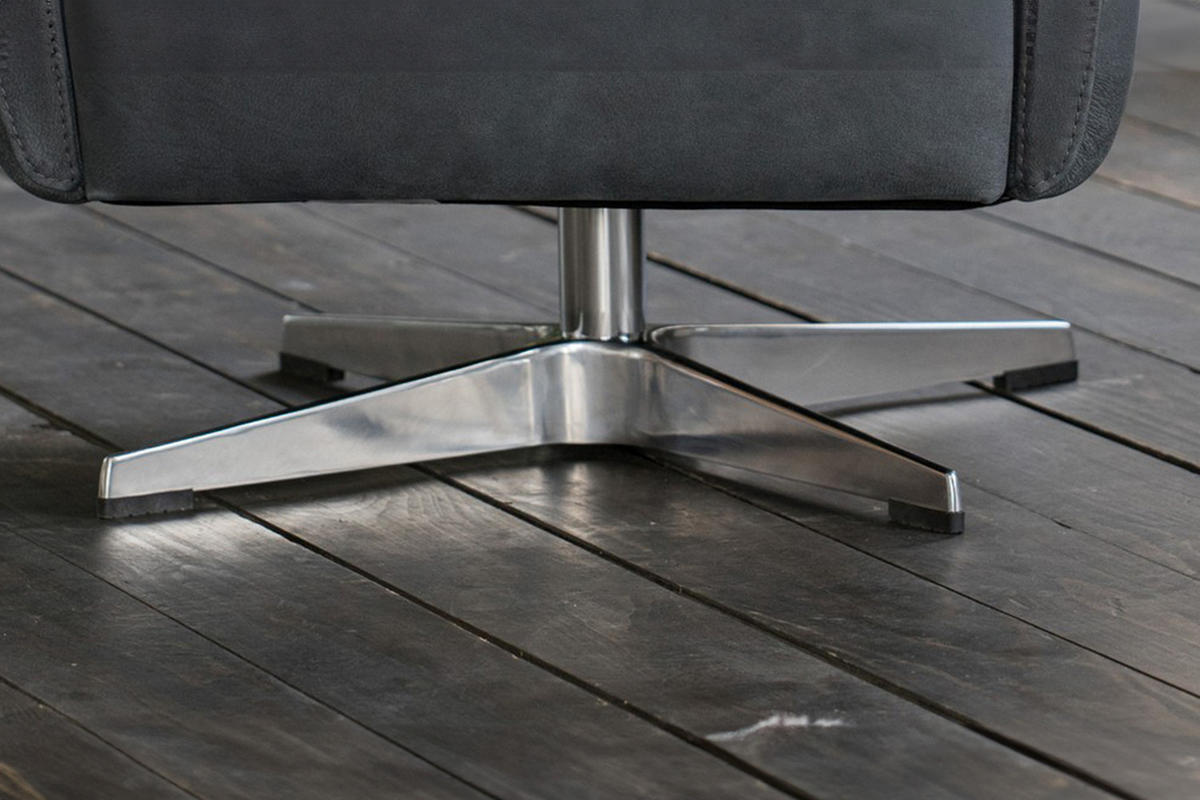 DREHSESSEL ALINE Schwarz Leder - Schwarz, Leder (68/87/72cm) - KAWOLA