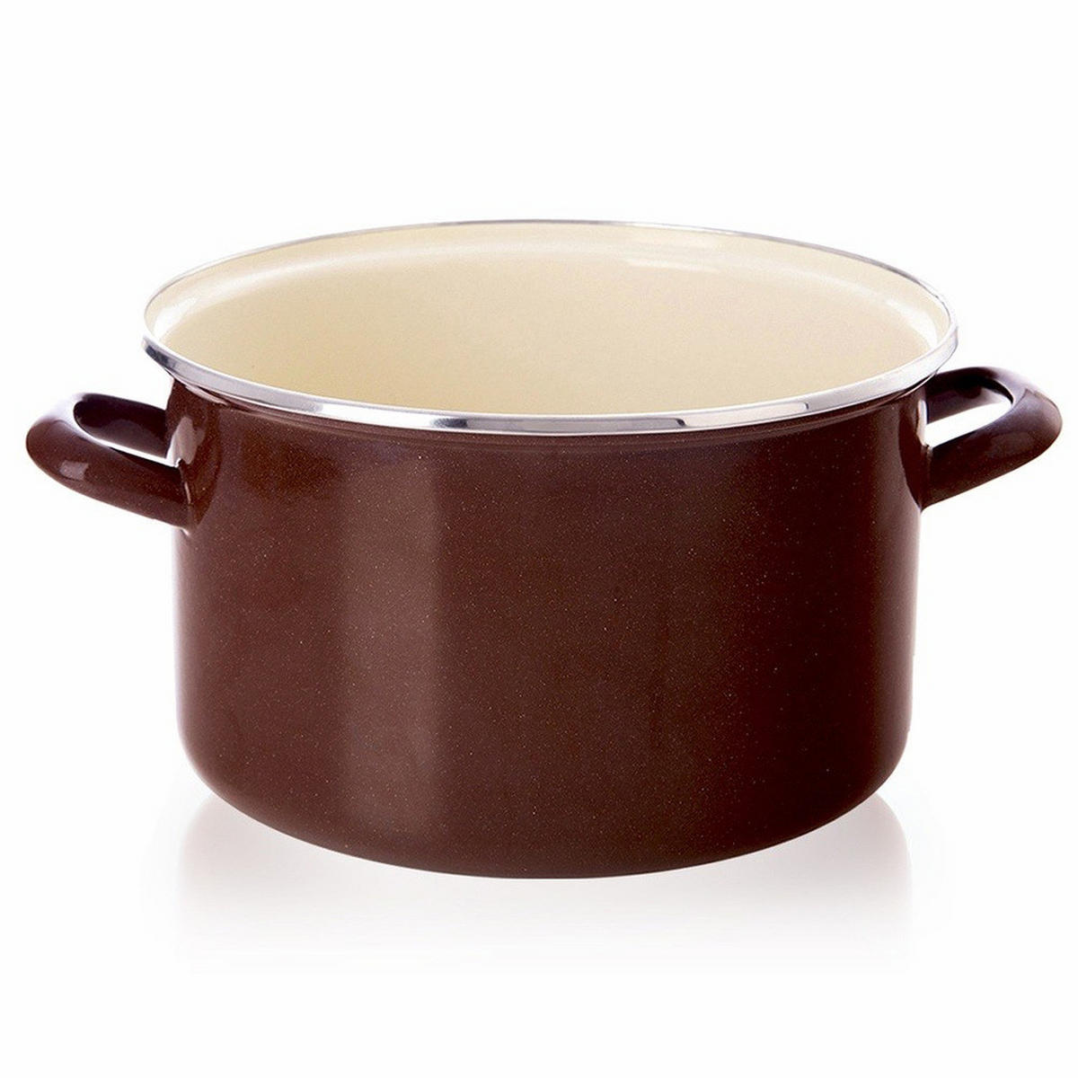 EMAILLIERTOPF Brown mit Griffen braun - Braun, Metall (22cm) - Orion 