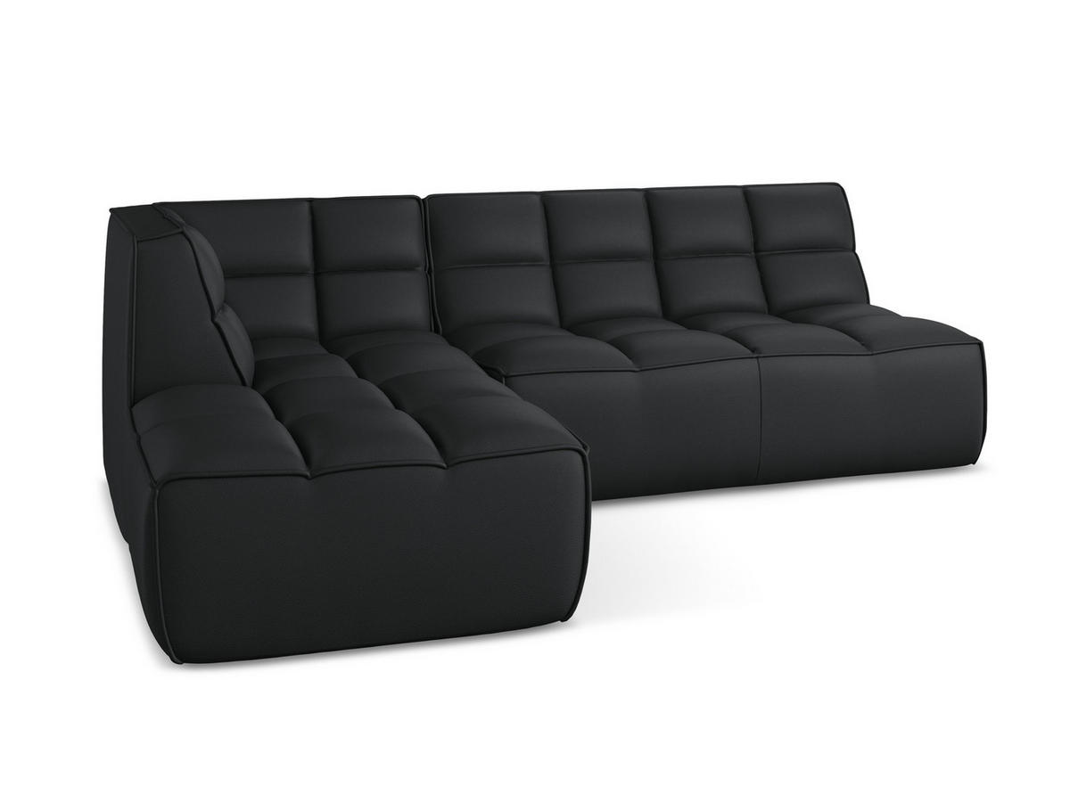 ECKSOFA Beidseitig Kunstleder Schwarz - Schwarz/Grau, Leder/Kunststoff (258/178cm) - Makamii