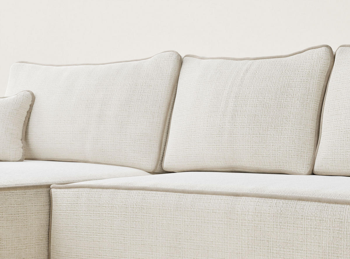 ECKSOFA MIT SCHLAFFUNKTION Modo Ecru-Beige Chenille-Stoff - Links Seite - Ecru/Beige, Holz/Holzwerkstoff (185/294cm) - Maison de Reve