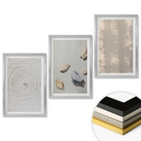 WANDBILDER 3er Set - 40x60 cm Silberner Rahmen - Boho-Naturtexturen und -Strukturen - Silberfarben, Kunststoff (40/60cm) - ArtPrintCave