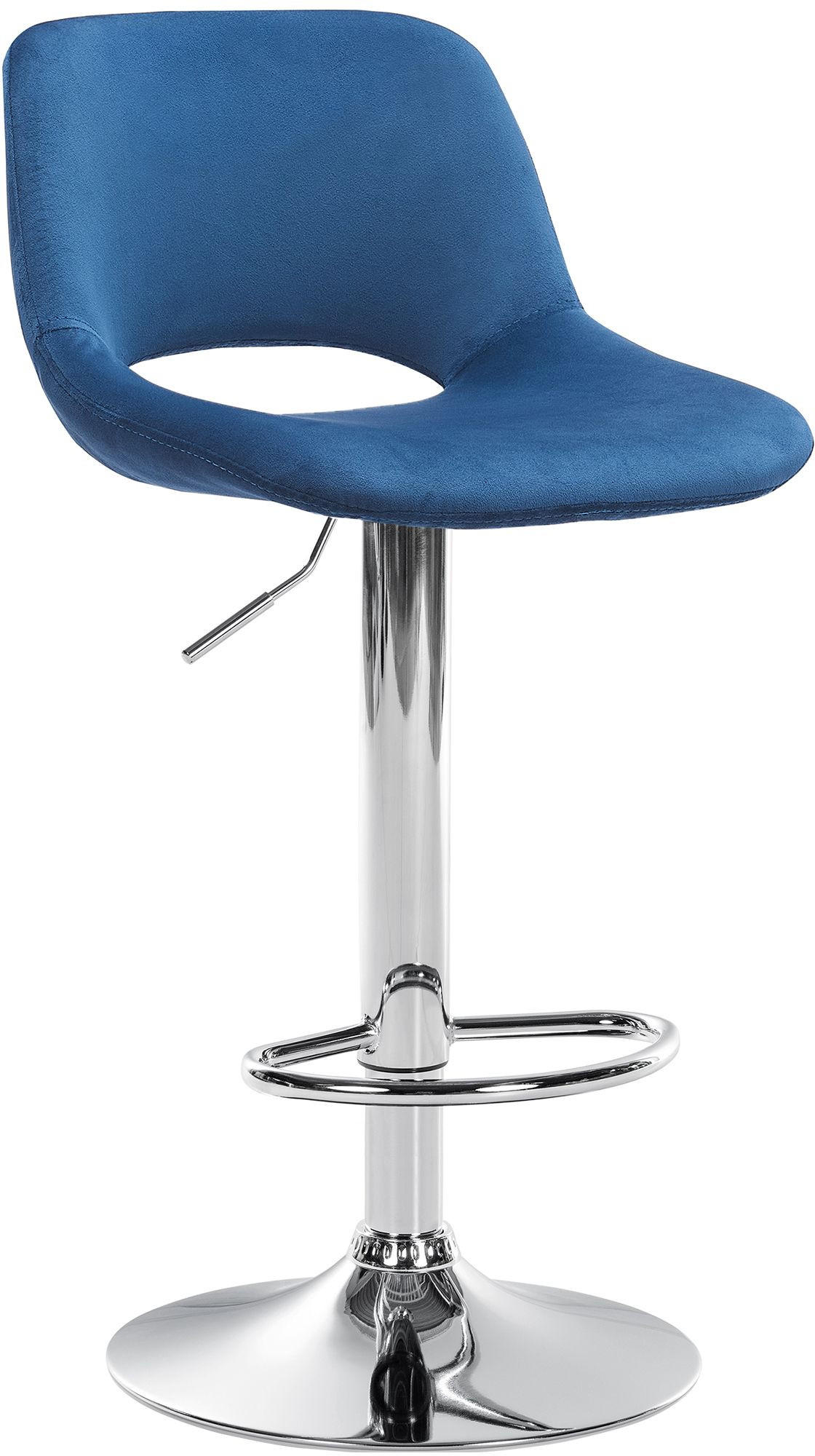BARHOCKER JAKSON Blau Samt Chrom - Blau, Textil/Metall (42/86/46cm) - DELUKE