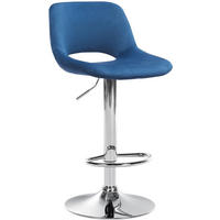 BARHOCKER JAKSON Blau Samt Chrom - Blau, Textil/Metall (42/86/46cm) - DELUKE