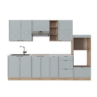 KÜCHENZEILE Fame-Line Hellblau-grau/Goldkraft Eiche 280 cm ohne AP - Honigeiche/Blaugrau, Holzwerkstoff (280/81.6/46cm) - Vicco