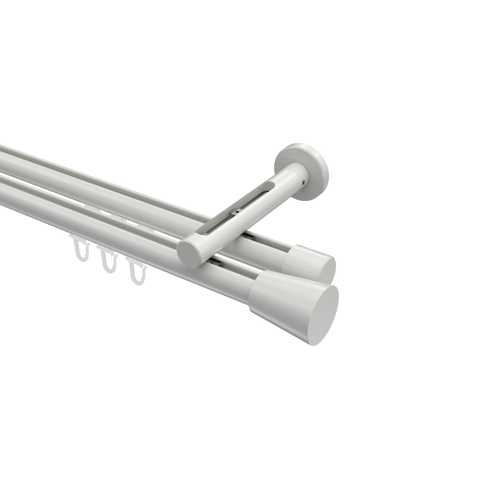 INNENLAUF-GARDINENSTANGEN-SET Siteno Sitra 420 cm (geteilt in 3 x 140 cm), 2-läufig, 20 mm Ø Weiß - Weiß, Metall (420cm) - INTERDECO