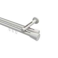INNENLAUF-GARDINENSTANGEN-SET Siteno Sitra 420 cm (geteilt in 3 x 140 cm), 2-läufig, 20 mm Ø Weiß - Weiß, Metall (420cm) - INTERDECO