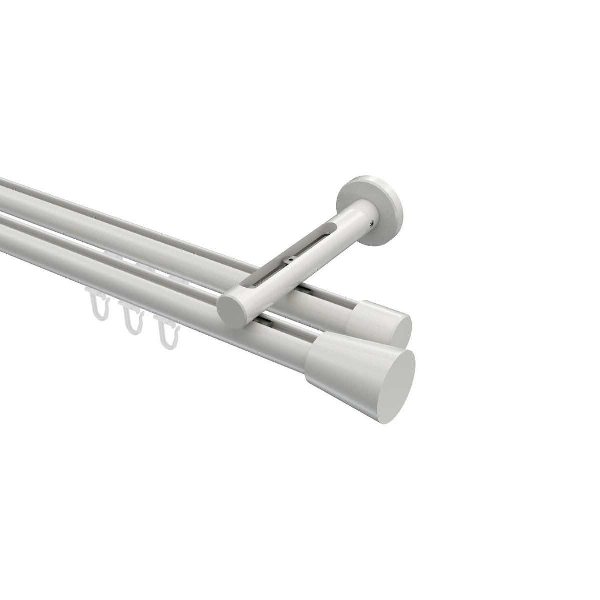 INNENLAUF-GARDINENSTANGEN-SET Siteno Sitra 420 cm (geteilt in 3 x 140 cm), 2-läufig, 20 mm Ø Weiß - Weiß, Metall (420cm) - INTERDECO