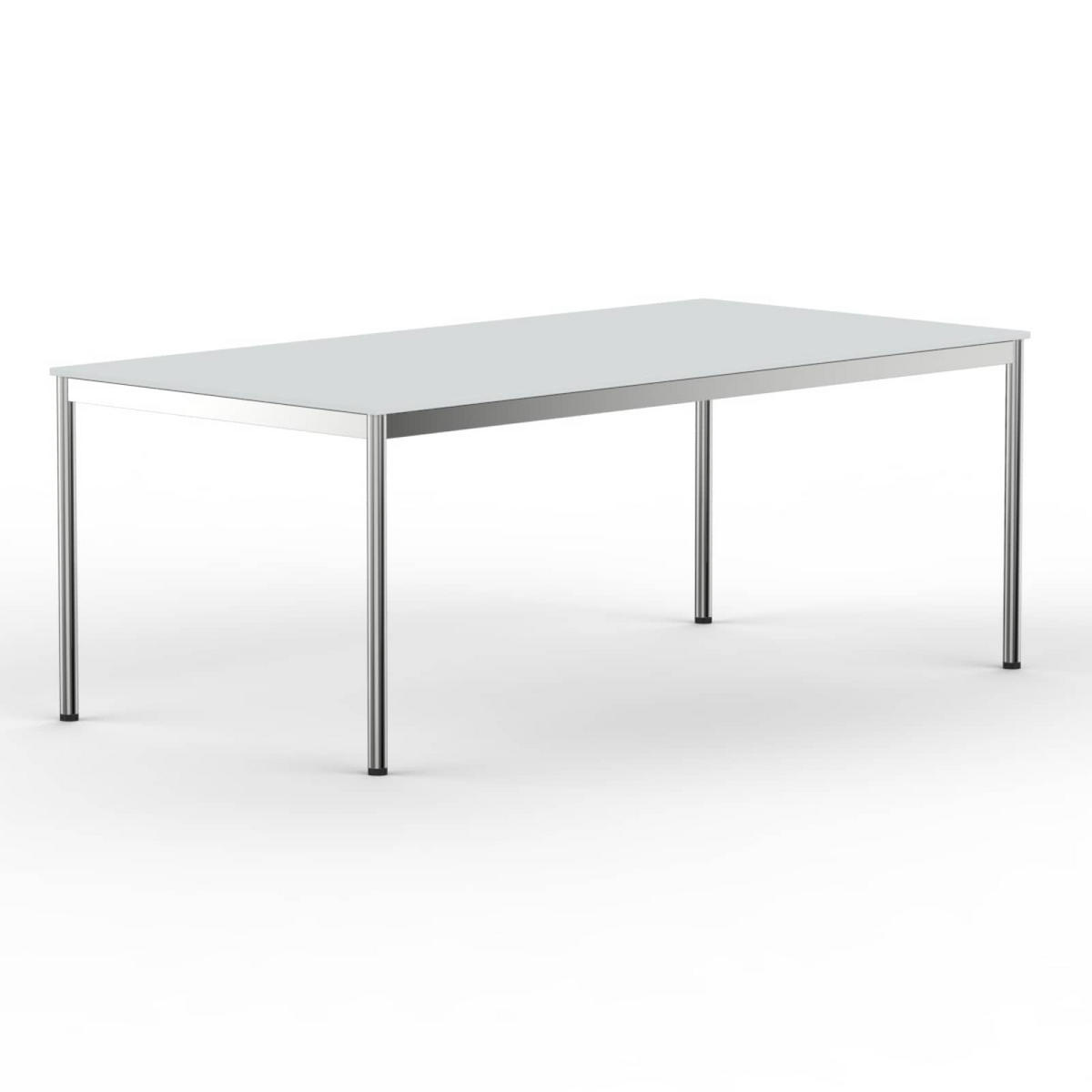 SCHREIBTISCH VST1 200 x 100 cm Lichtgrau – höhenverstellbar - Chromfarben/Grau, Holzwerkstoff (200/100/75.5cm) - Versee