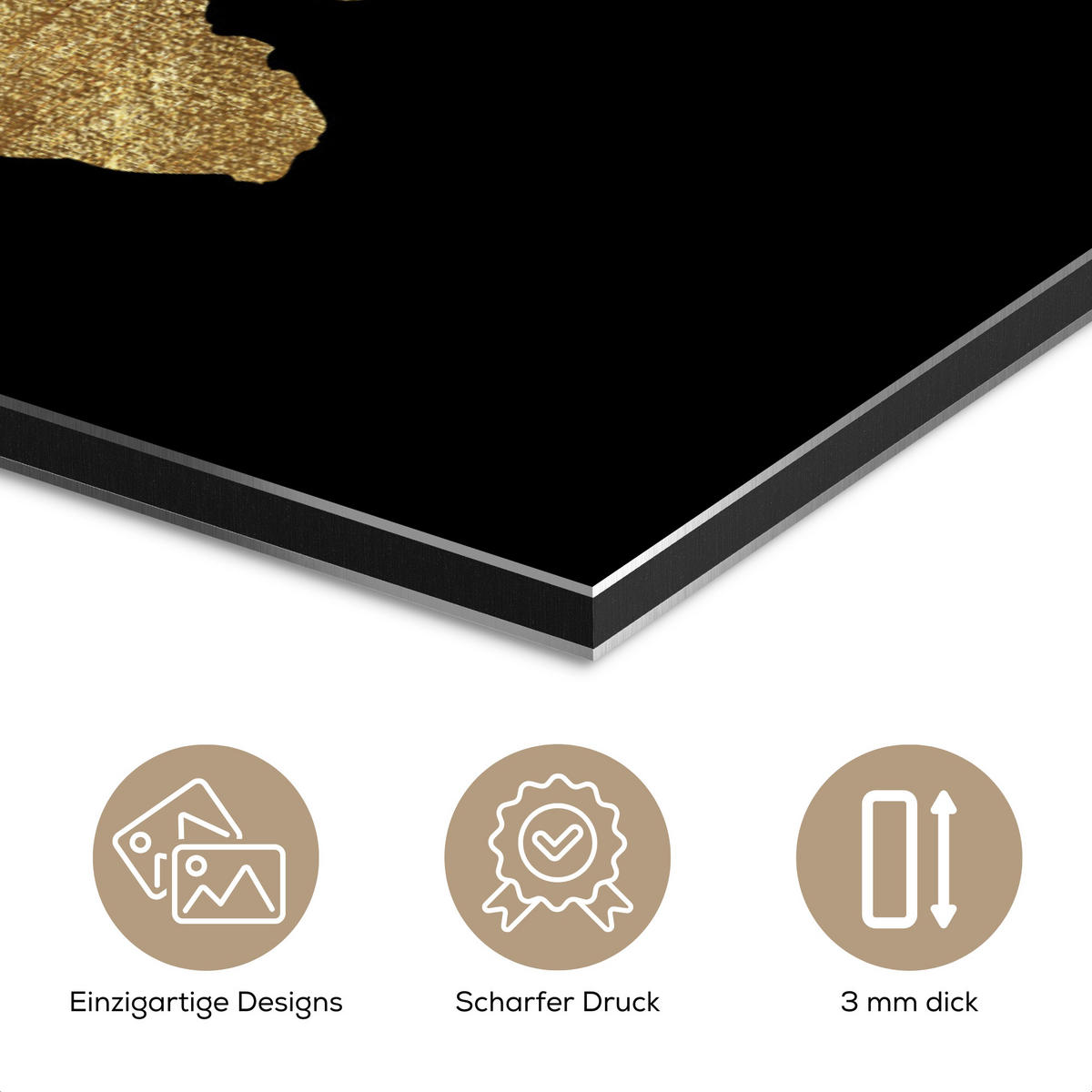 METALLBILD Weltkarte - Gold - Luxus - Erde - Schwarz 60x90 cm - Goldfarben, Metall (60/90cm) - MuchoWow