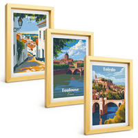 BILDER SET 3er Set - 20x30 cm Goldrahmen - Retro-Stadtgrafiken - Goldfarben, Kunststoff (20/30cm) - TULUP