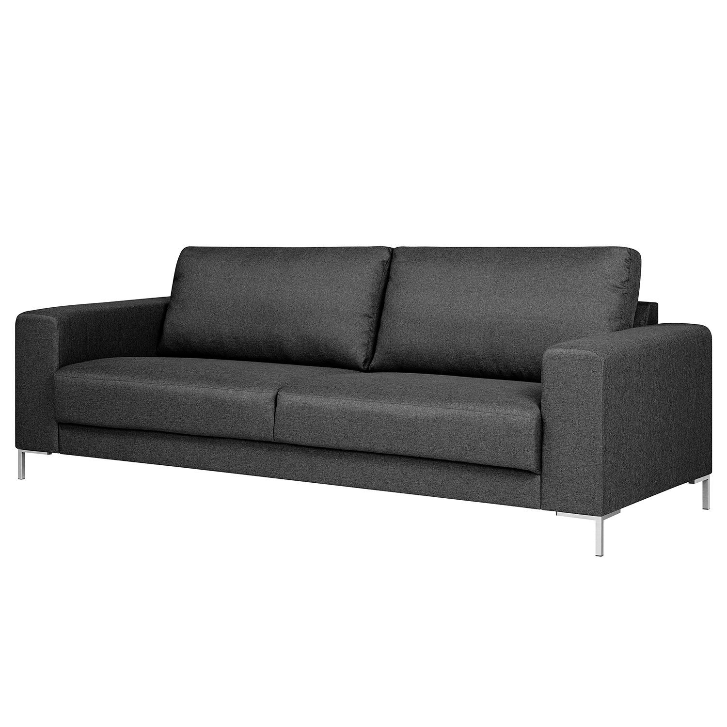 3-SITZER SOFA - Anthrazit/Silberfarben, Textil (221/82/90cm) - home24