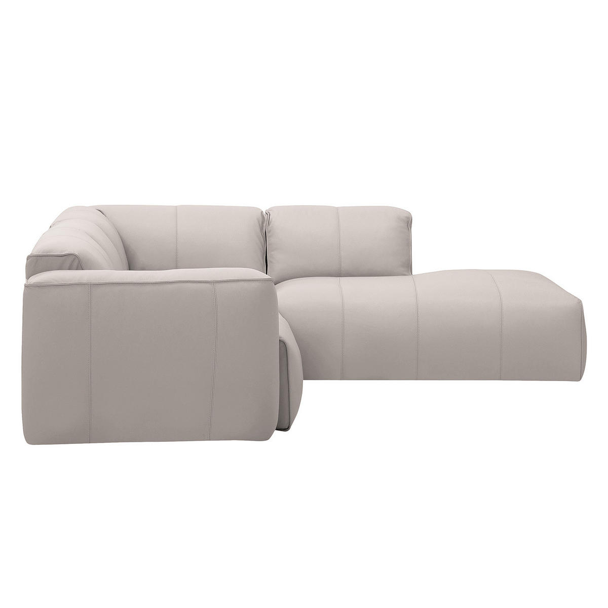 3-SITZER ECKSOFA mit Recamiere - Hellgrau/Schwarz, Leder/Kunststoff (295/231cm) - home24