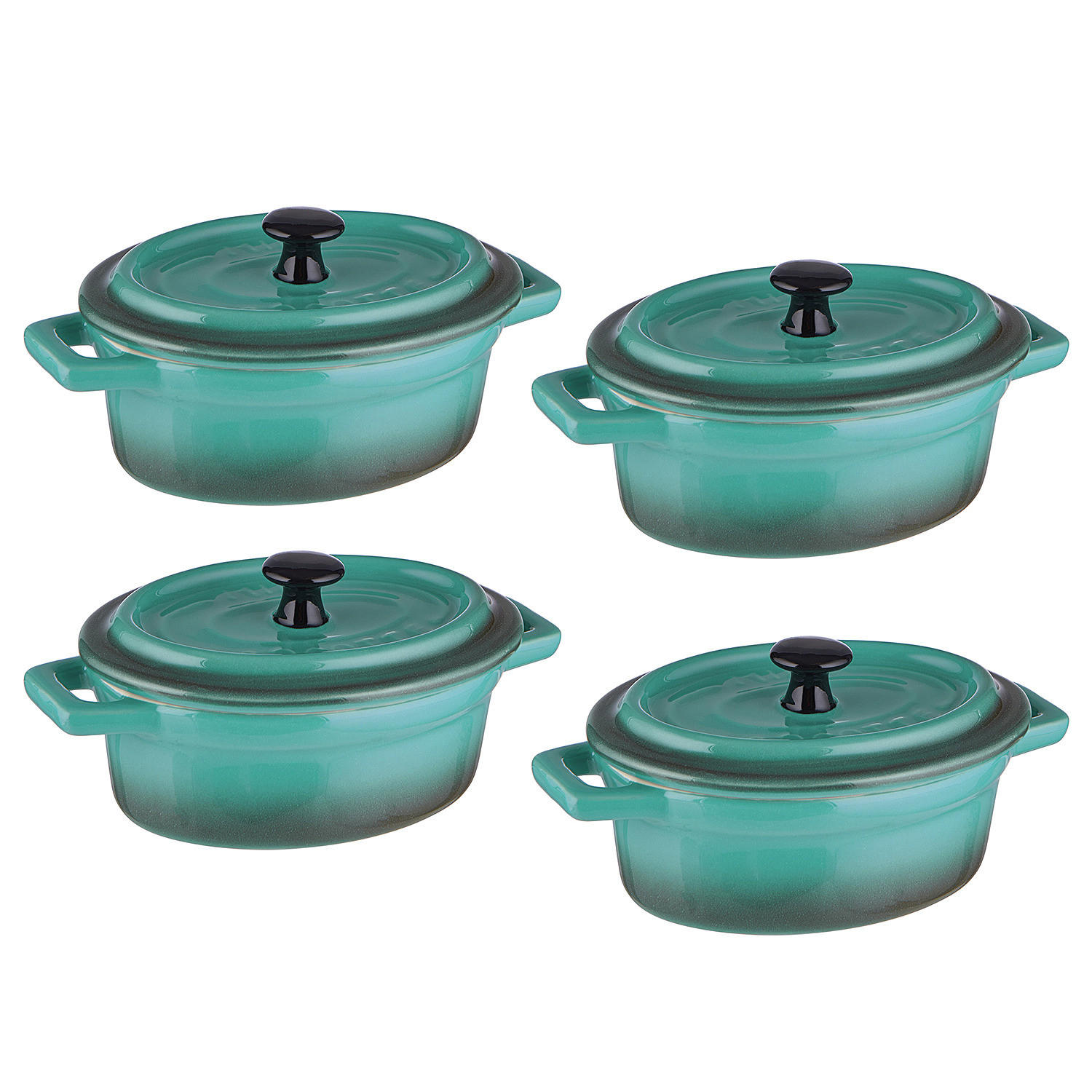 MINI-AUFLAUFFORM (4er Set) C'est Si Bon - Petrol, Stein (14/9/7cm) - Butlers