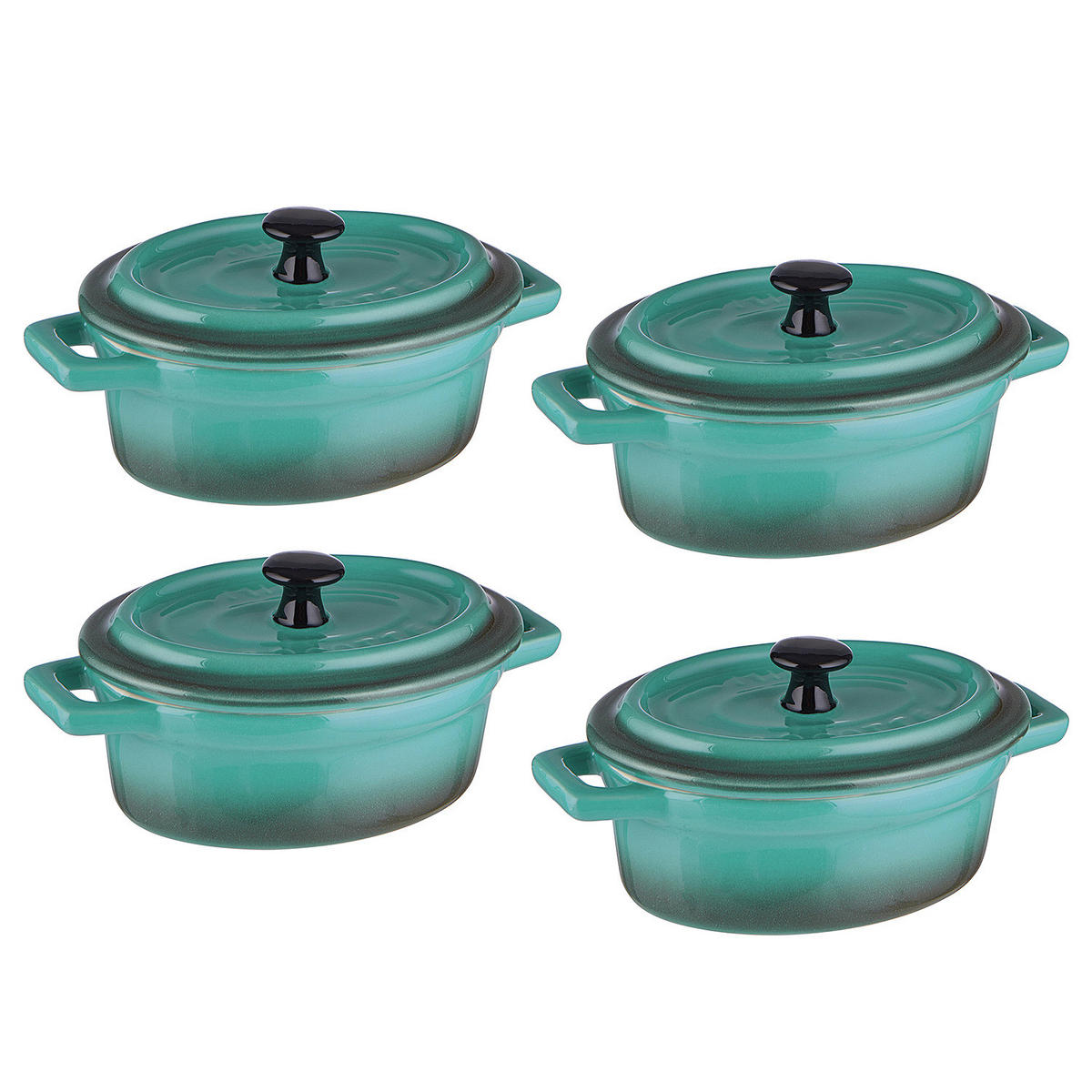 MINI-AUFLAUFFORM (4er Set) C'est Si Bon - Petrol, Stein (14/9/7cm) - Butlers