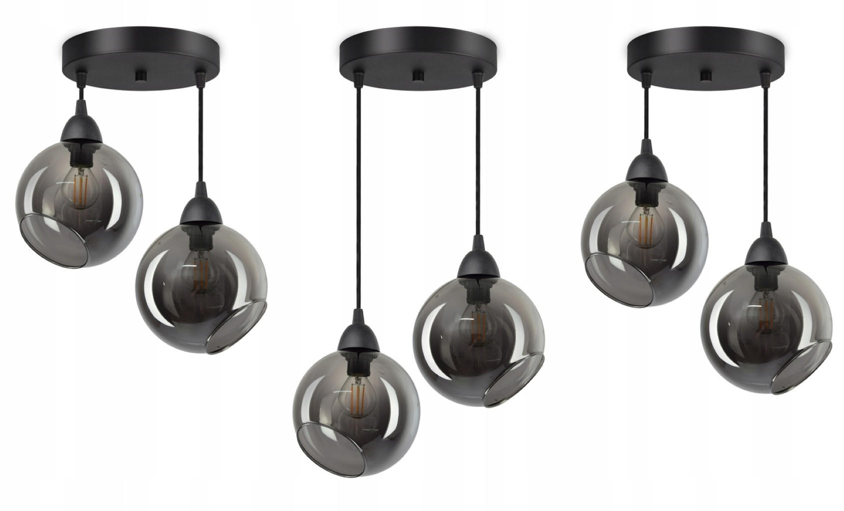 PENDELLEUCHTE Kogel - Transparent/Anthrazit, Glas/Metall (30/30/80cm) - kiki design