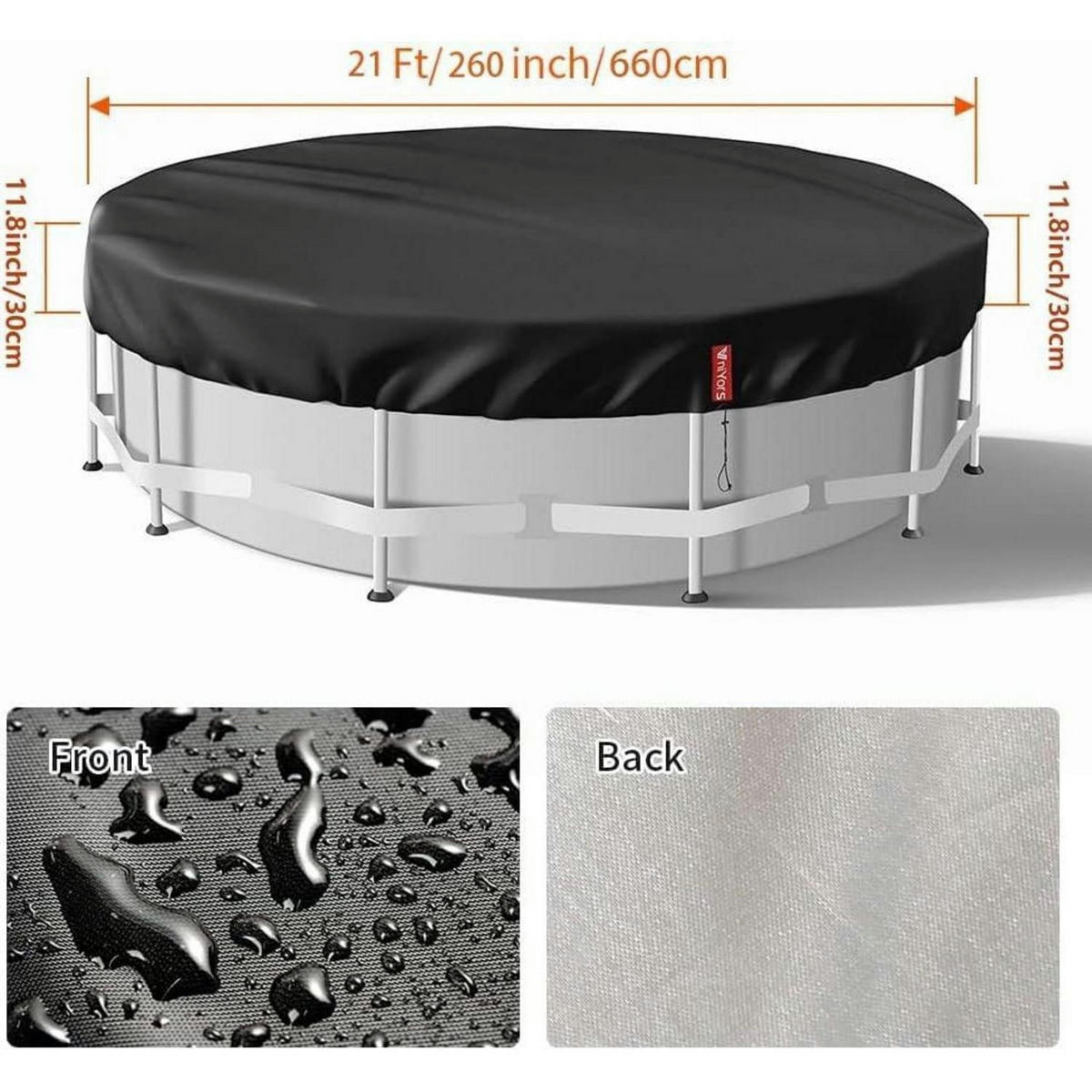 POOLABDECKUNG 660 cm Schwarz Oxford-Stoff UV-Schutz Winddicht - Schwarz, Textil (660/660cm)