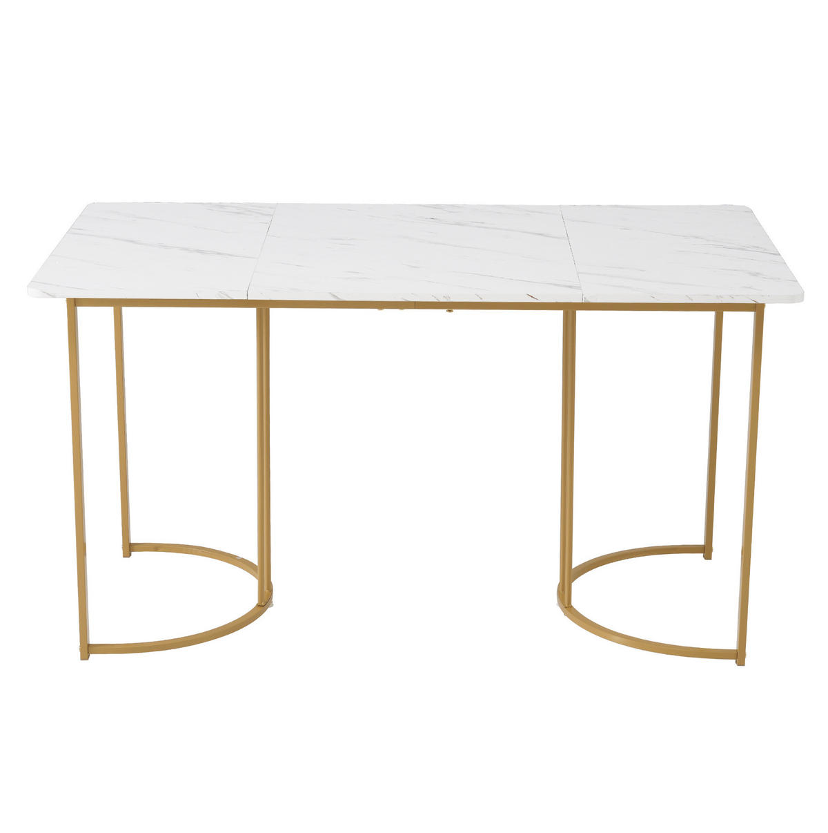 JEDÁLENSKÝ stôl, 140/80/75 cm, MDF a kov, biely mramorový dekor - biela, kompozitné drevo (140/80/75cm) - BEAOK