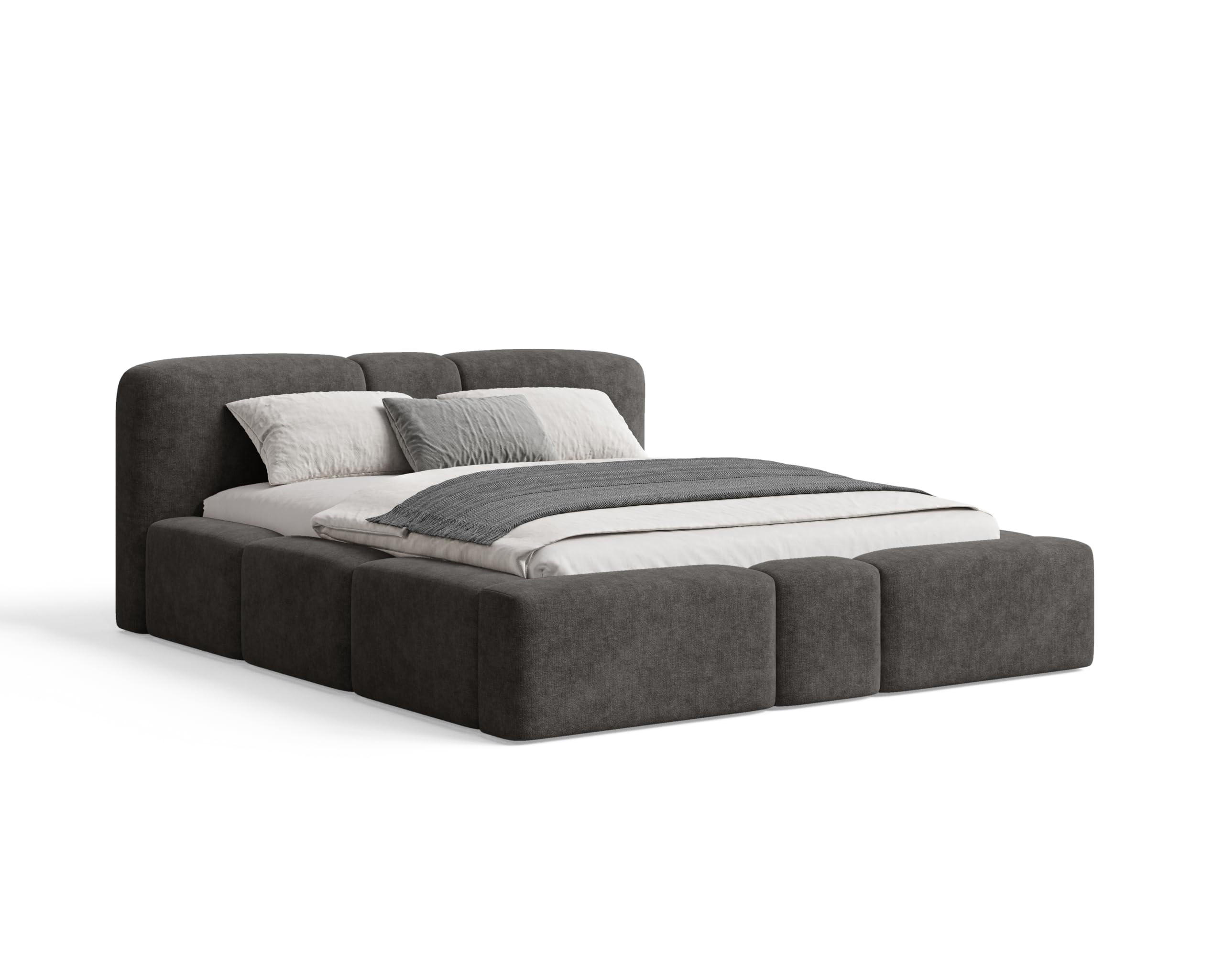 POLSTERBETT Monte140x200 cm- Bettkasten und Stauraum - Doppelbett mit Stabilem Metallrahmen - Anthrazit - Anthrazit, Holzwerkstoff (140/200cm) - Chilly
