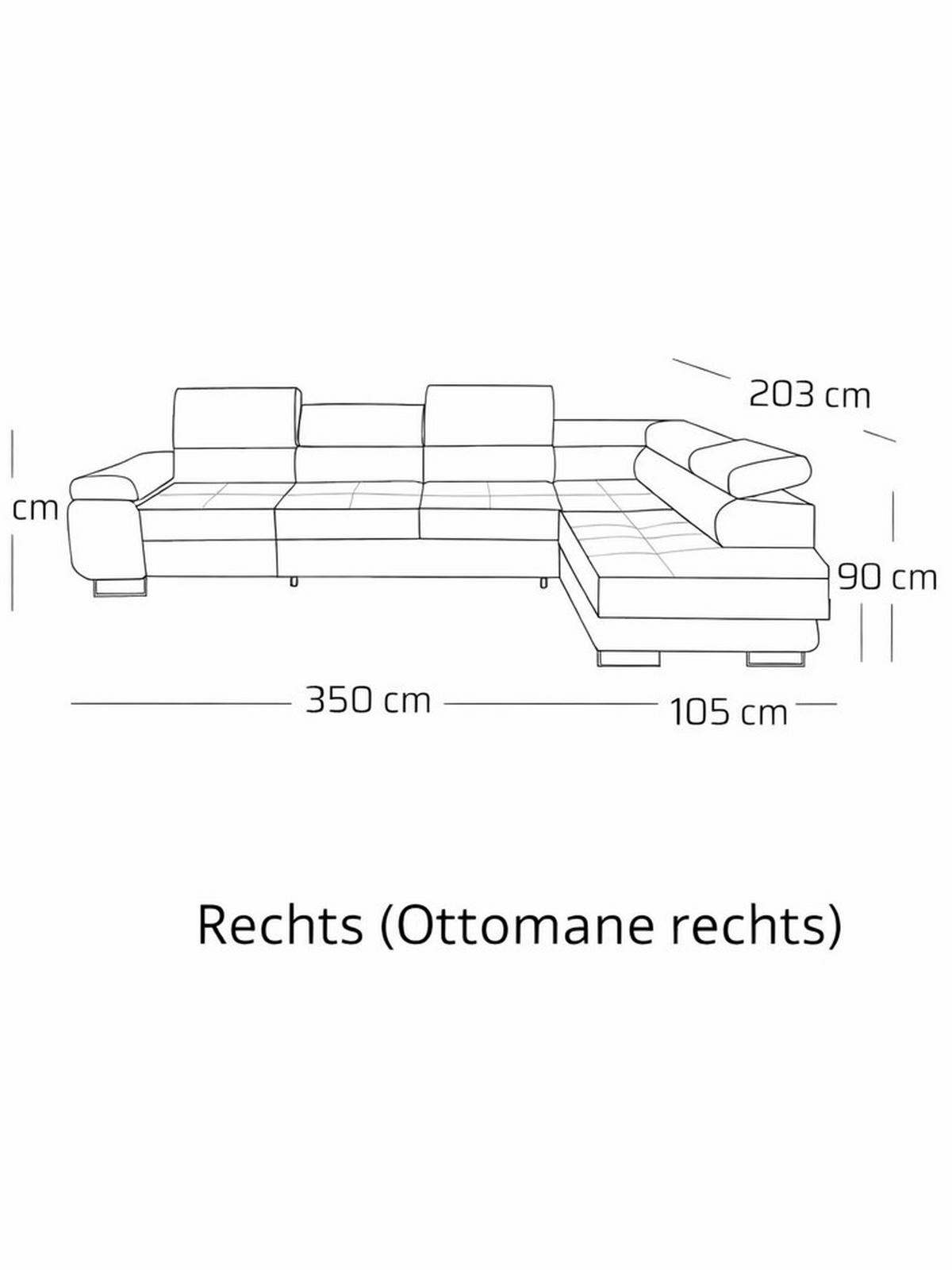 ECKSOFA WILD MAXI Rechts Beige - Beige, Holz (203/350cm) - Muffo