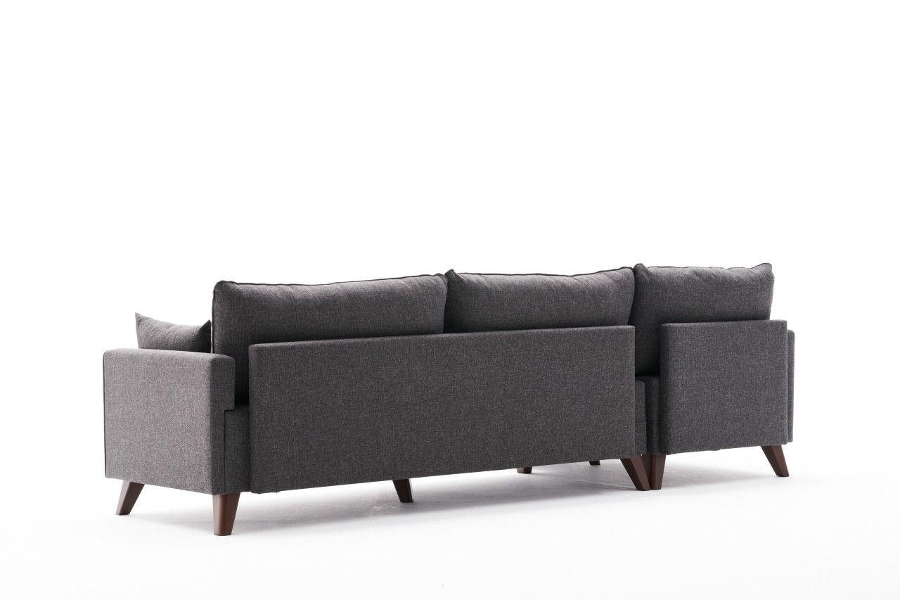 ECKSOFA mit losen Rückenkissen und Schlaffläche - Anthrazit/Walnussfarben, Holz/Kunststoff (275/165cm) - myHomelando