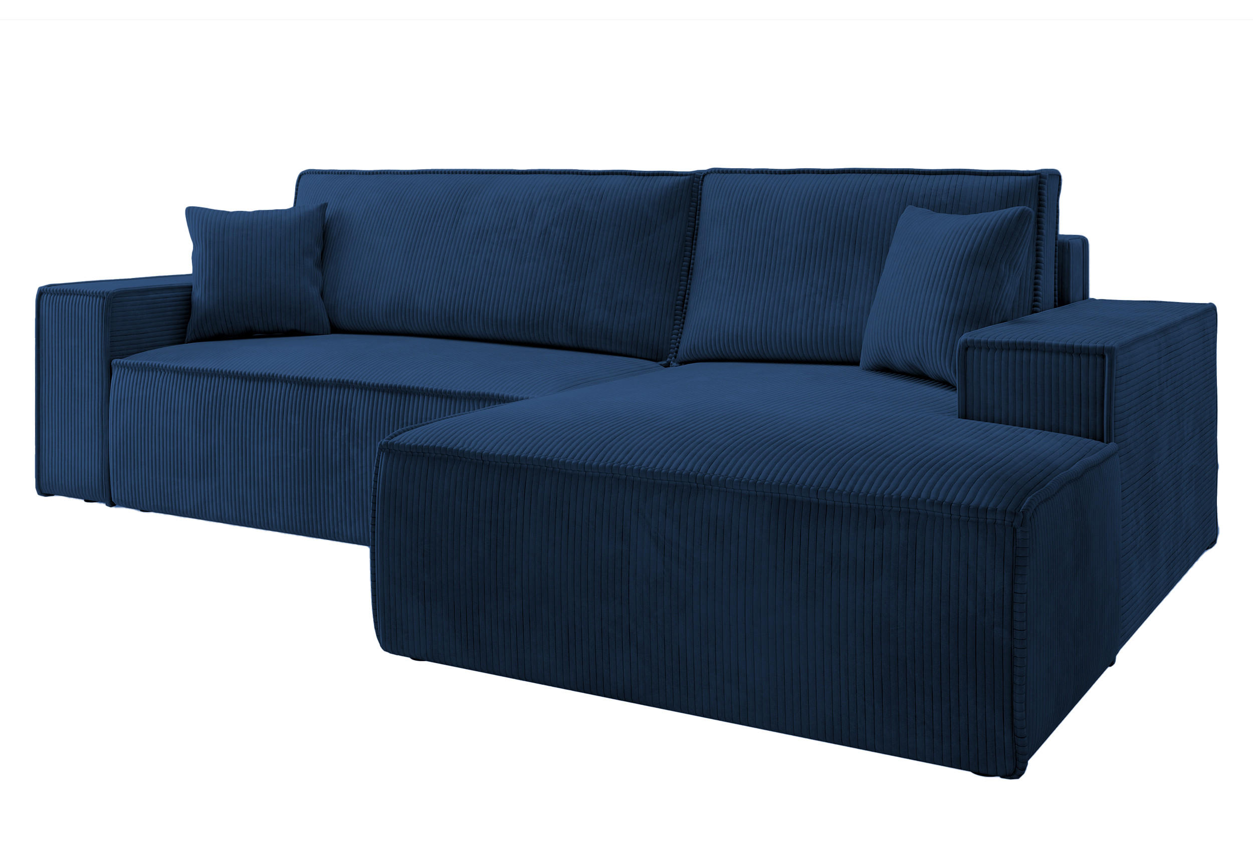 ECKSOFA Farese Dunkelblau Cordbezug - Schwarz/Dunkelblau, Kunststoff/Textil (267/167cm) - Selsey