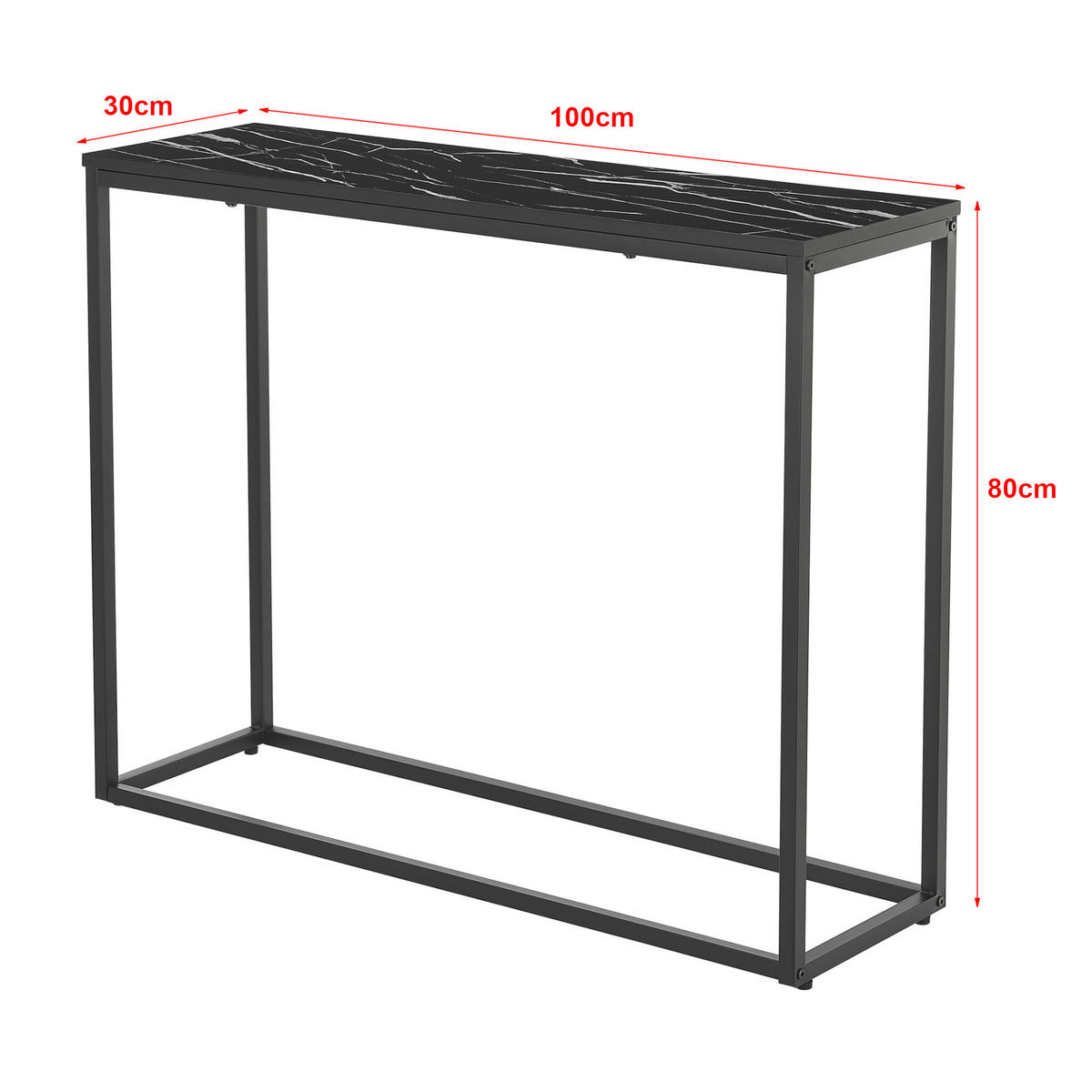 KONSOLENTISCH Kittilä - Schwarz, Metall (30/100/80cm) - [en.casa]