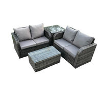 GARTENLOUNGE-SET Polyrattan Dunkelgrau 4-Sitzer - Dunkelgrau, Metall - Fimous