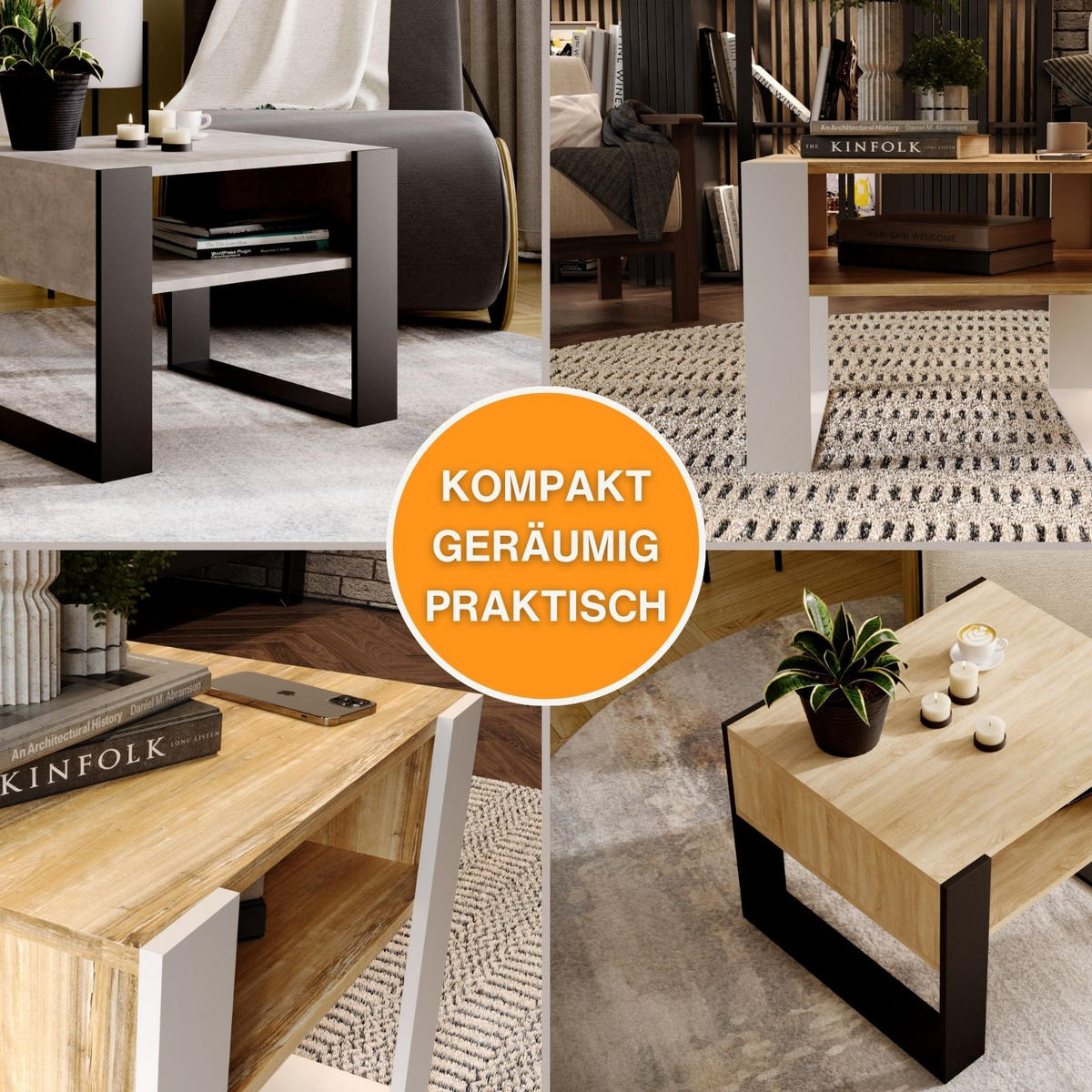 COUCHTISCH Karo65 65/45/53,6 - Schwarz/Grau, Holzwerkstoff (53/65/45cm) - RAUMHIRSCH FURNITURE