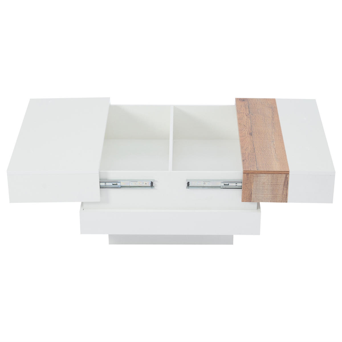 COUCHTISCH 70/70/39 cm hochglanz mit ausziehbarer Tischplatte weiß - Weiß, Holzwerkstoff (70/70/39cm) - OKWISH