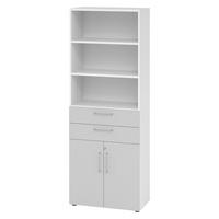 KOMBISCHRANK - mit Schubladen 42/80/215,6 cm in Weiß/Grau - Weiß/Grau, Holzwerkstoff (80/215.6/42cm) - bümö