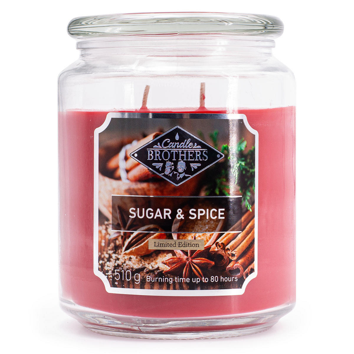 DUFTKERZE CandleBrothers - Rot, Naturmaterialien/Glas (13cm)