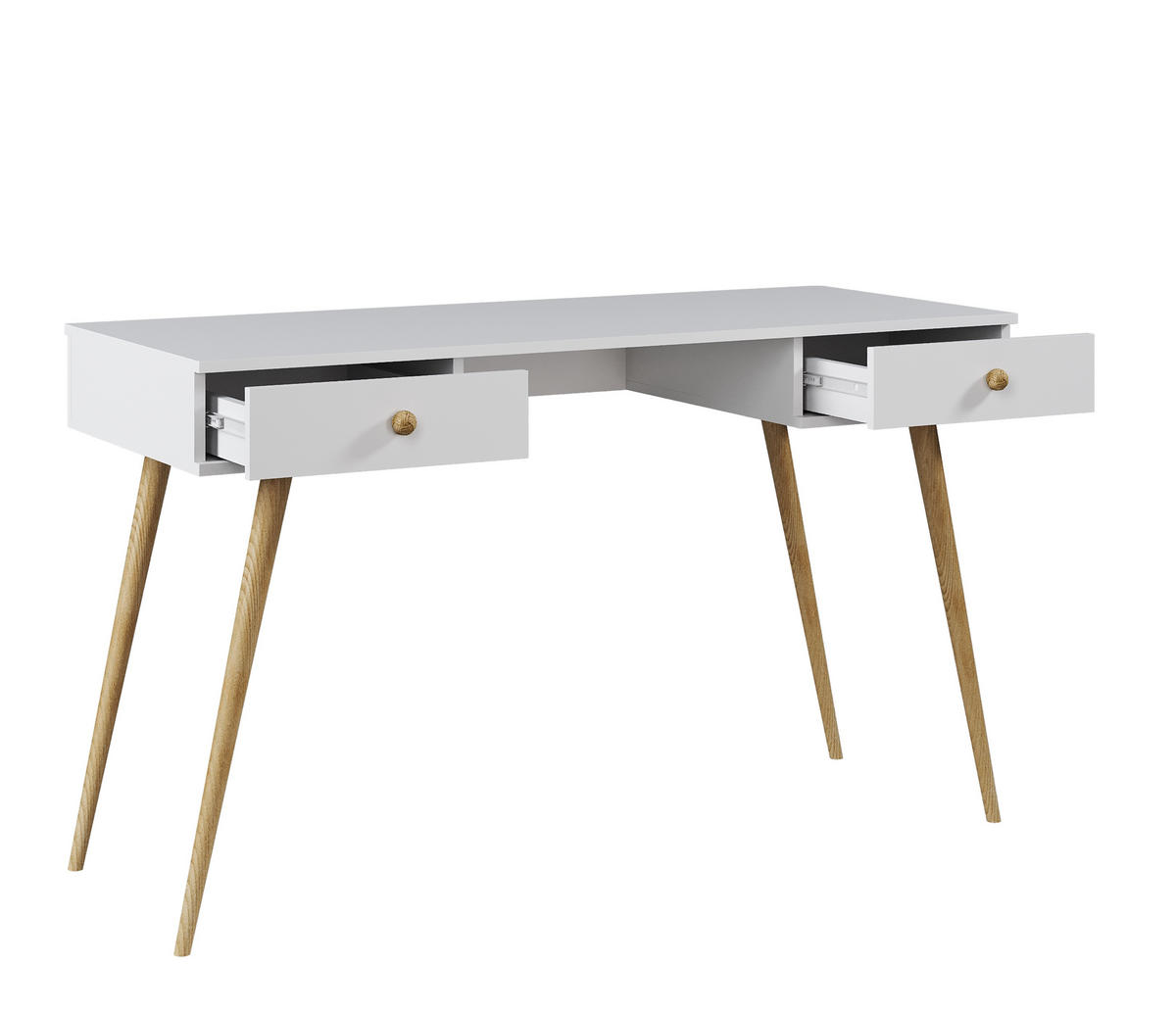 SCHREIBTISCH Weiß Skandinavischer Stil Mit Schubladen - Weiß, Holz (135/135/79cm) - Sepro Meble