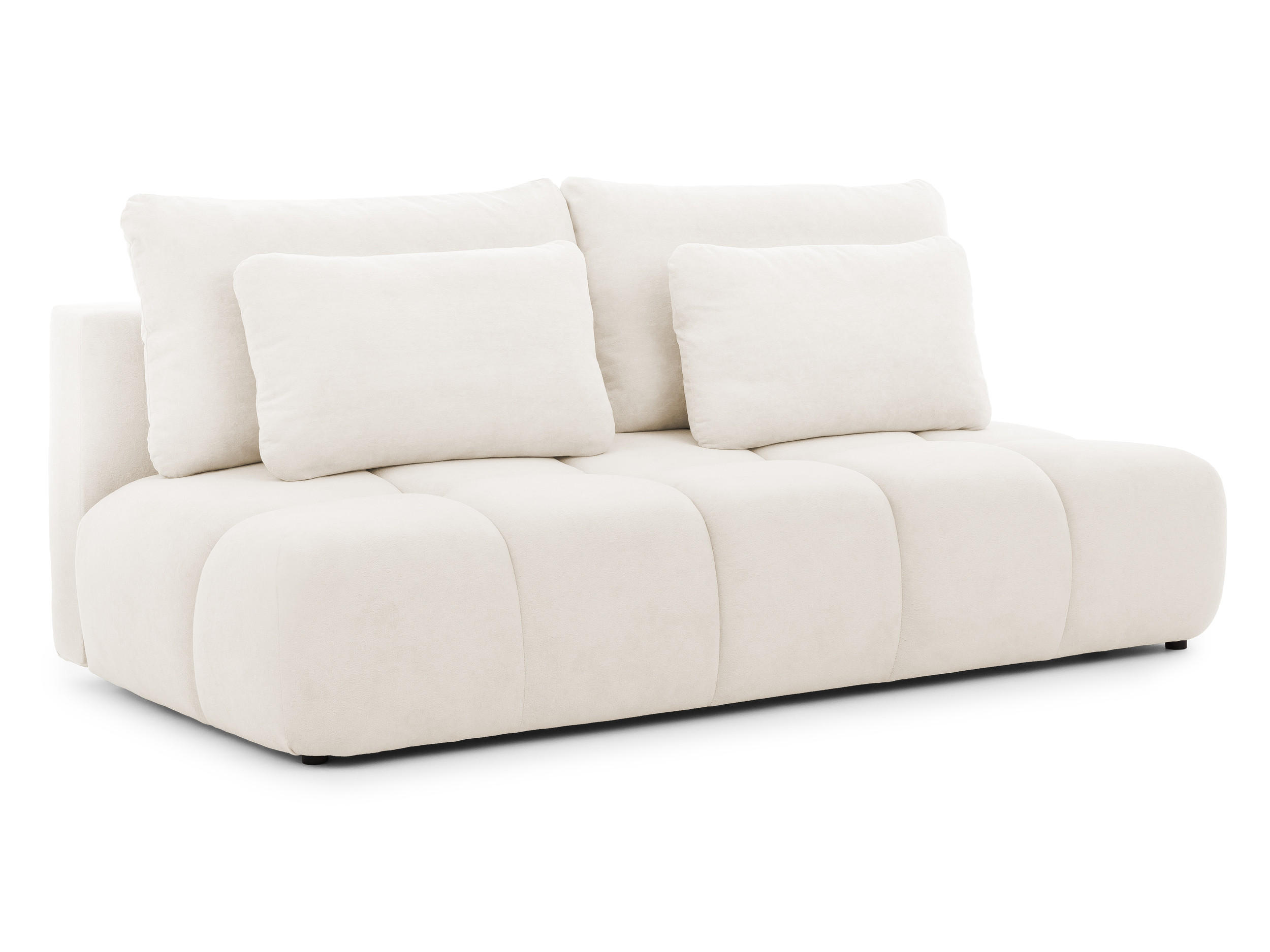 S-Style ROZKLÁDACÍ POHOVKA Belluno z kvalitní krémovou plyšovou potahovou látkou s úložným prostorem a hlubokým prošíváním v designu Bubble