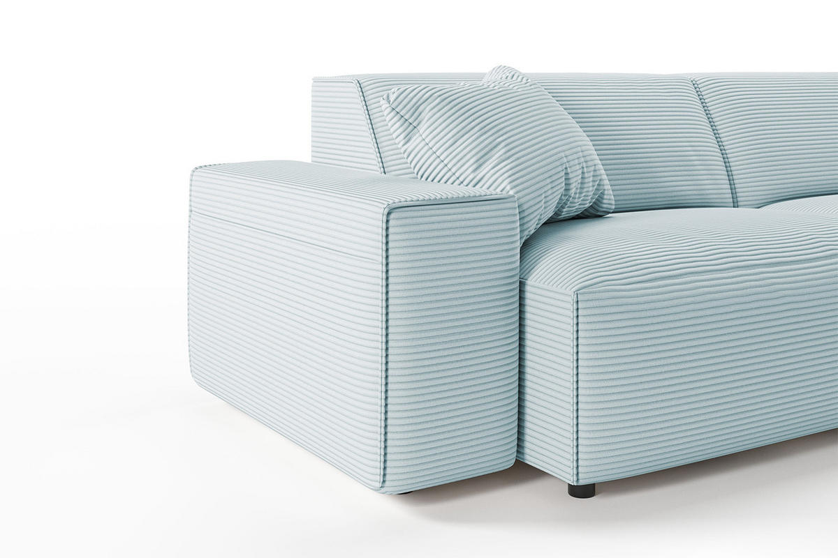 SOFA RANI Hellblau Cord - Schwarz/Hellblau, Kunststoff/Textil (256/71/101cm) - KAWOLA