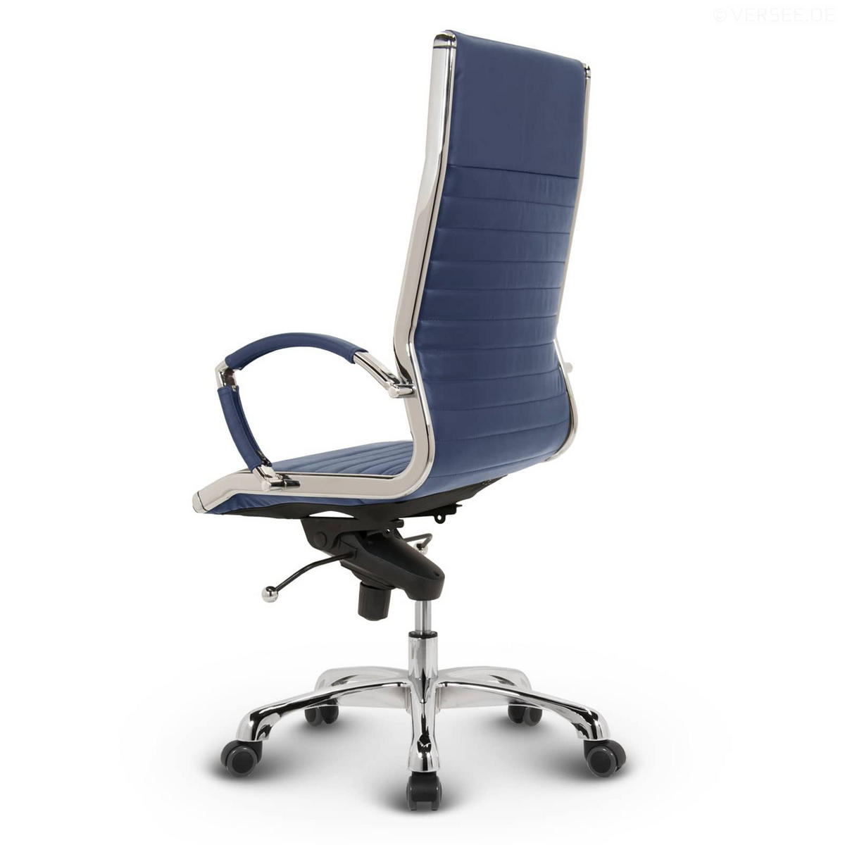 BÜROSTUHL Montreal Echtleder Blau – ergonomisch, 150 kg belastbar, Sitzhöhe 52-64cm - Blau, Leder/Metall (60/121/60cm) - Versee