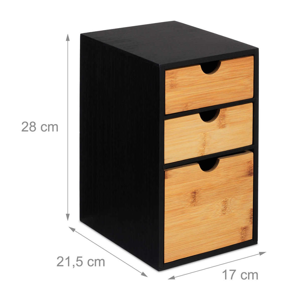 ZÁSUVKOVÝ box - čierna, drevo/kompozitné drevo (17/28/21.5cm) - Relaxdays