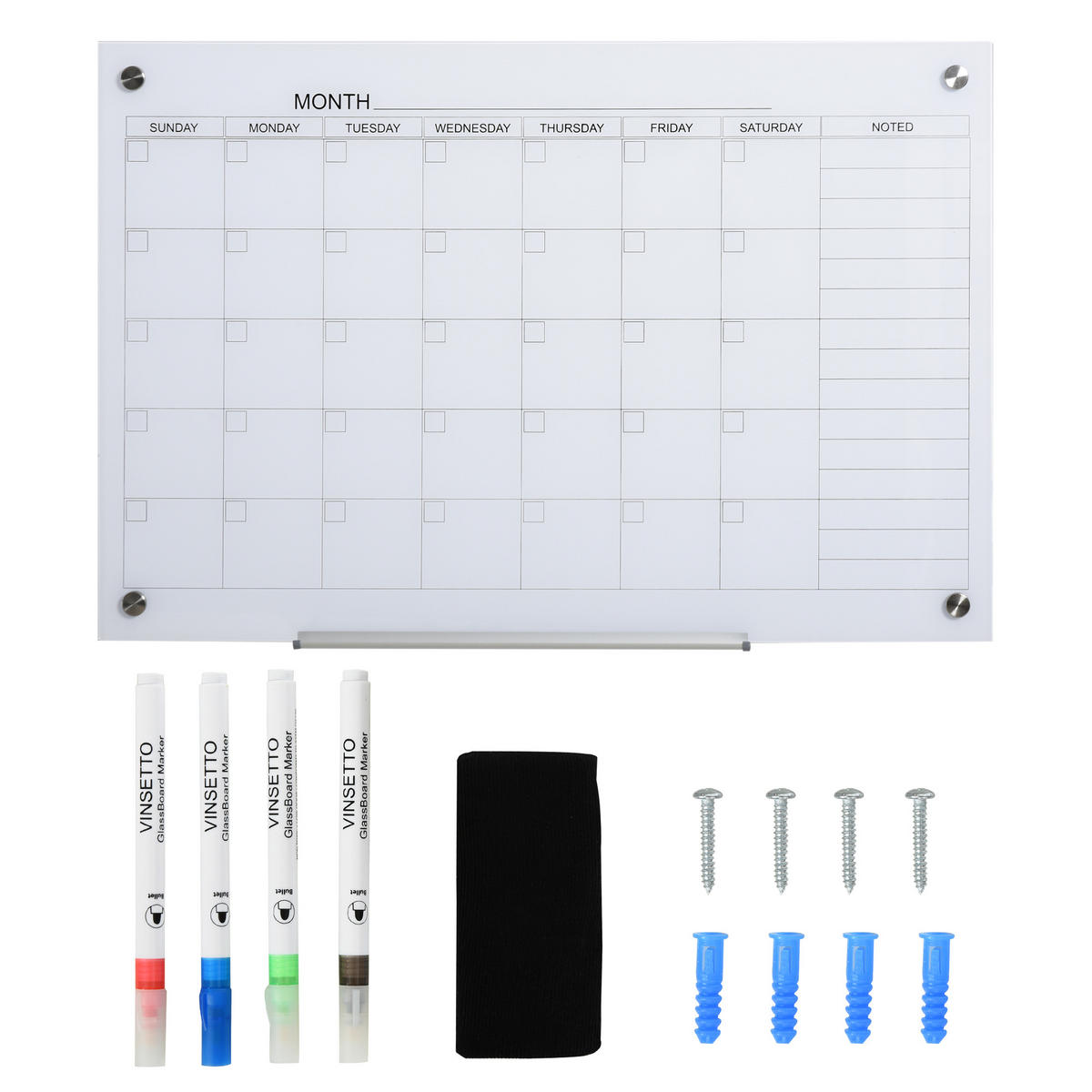 WHITEBOARD Kalender DE-08984 Weiß - Weiß, Glas (60/0.2/90cm) - ComfortXL