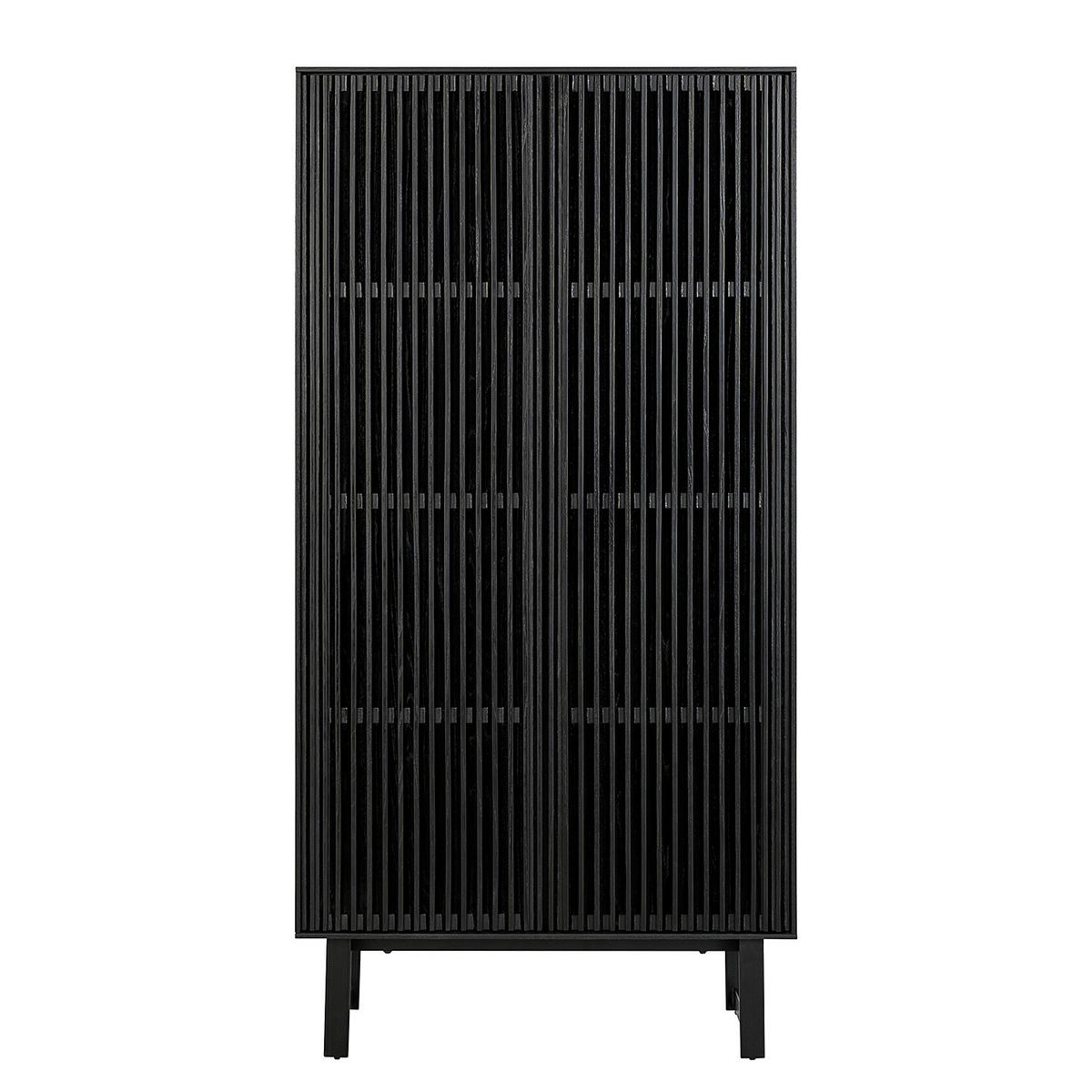 SCHRANK - Esche teilmassiv - Eschefarben/Schwarz, Holz (80/160/40cm) - home24