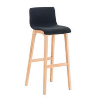BARHOCKER Stoff schwarz - Eukalyptusholzfarben/Schwarz, Holz/Textil (41/101/46cm) - CLP