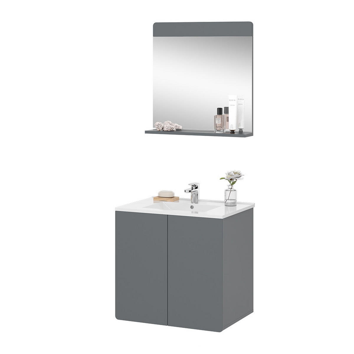 WASCHTISCHKOMBI Izan, Grau, 2 Teile - Grau, Holzwerkstoff (61.8/57.8/44.8cm) - Vicco