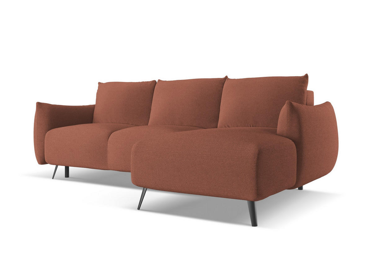 ECKSOFA mit Schlaffunktion Chenille Stoff Pink - Pink/Hellrosa, Textil/Metall (242/162cm) - Makamii