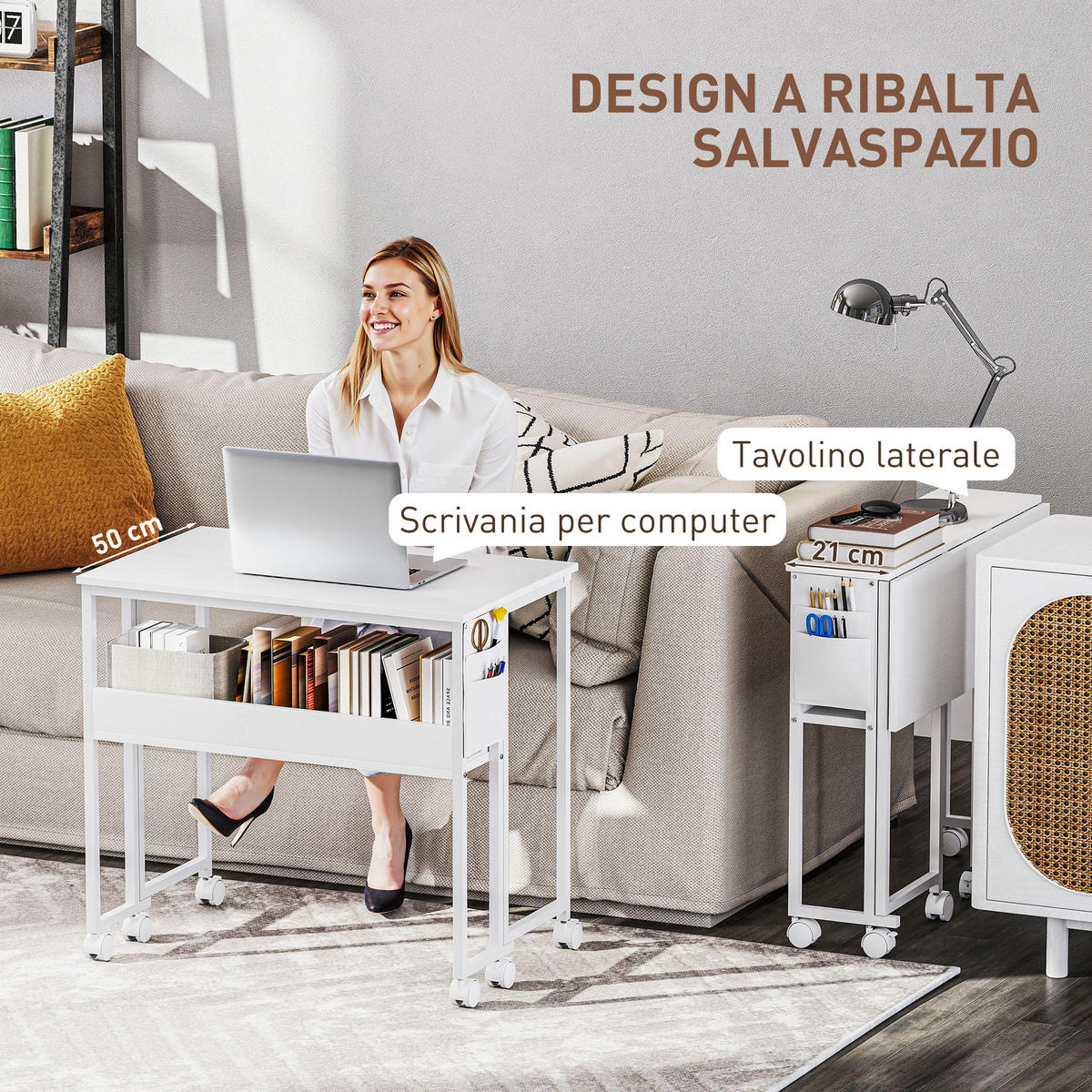 BÜROTISCH Weiß 1 Stück - Weiß, Holzwerkstoff (50/80/75cm) - GiPP